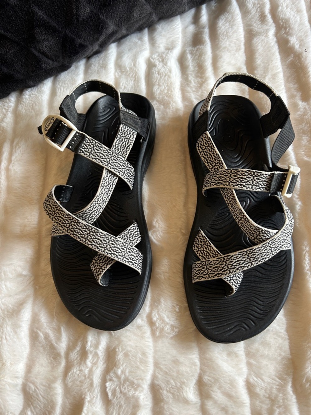 Chaco Women's Black Sandals with White Speckled Straps